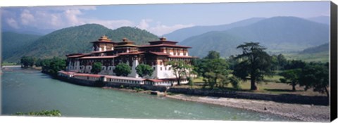 Framed Palace On A Riverbank, Punakha Dzong, Punakha, Bhutan Print