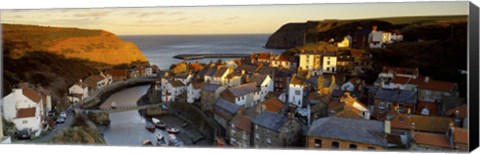 Framed High Angle View Of A Village, Staithes, North Yorkshire, England, United Kingdom Print