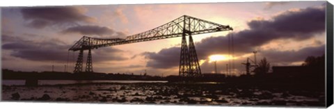 Framed Low Angle View Of A Bridge, Transporter Bridge, Middlesbrough, North Yorkshire, England, United Kingdom Print