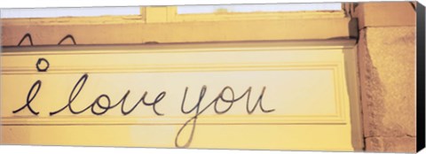 Framed Close-up of I love you written on a wall Print