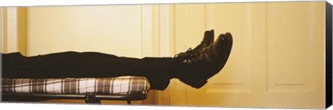 Framed Low Section View Of A Man Lying On The Bed, Germany Print