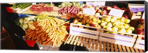 Framed High angle view of fruits and vegetables in a vegetable stand, Stuttgart, Germany Print