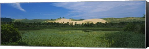 Framed Panoramic view of a lake, Sleeping Bear Dunes National Lakeshore, Michigan, USA Print