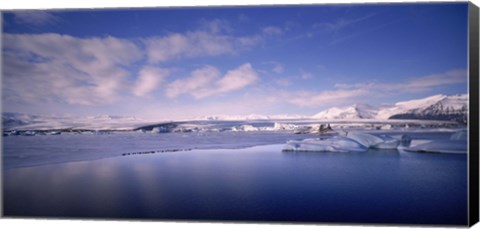 Framed Glacier floating on water, Jokulsarlon Glacial Lagoon, Vatnajokull, Iceland Print