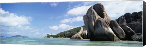 Framed Rocks on Anse Source D&#39;argent Beach, La Digue Island, Seychelles Print