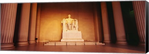 Framed Low angle view of a statue of Abraham Lincoln, Lincoln Memorial, Washington DC, USA Print