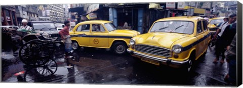 Framed Traffic in a street, Calcutta, West Bengal, India Print