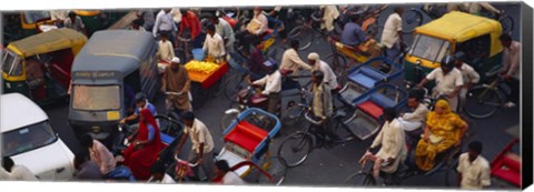 Framed High angle view of traffic on the street, Old Delhi, Delhi, India Print