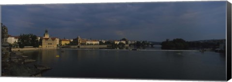 Framed Buildings at the waterfront, Charles Bridge, Vltava River, Prague, Czech Republic Print