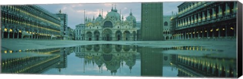 Framed Reflection of a cathedral on water, St. Mark&#39;s Cathedral, St. Mark&#39;s Square, Venice, Veneto, Italy Print