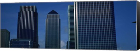 Framed Skyscrapers in a city, Canary Wharf, London, England Print