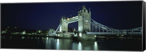 Framed Bridge across a river, Tower Bridge, Thames River, London, England Print