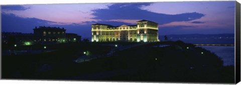 Framed Buildings lit up at night, Palais Due Pharo, Marseille, Bouches-Du-Rhone, Provence-Alpes-Cote Daze, France Print