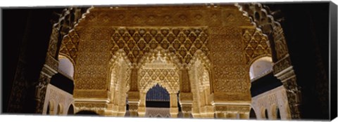 Framed Carving on the wall of a palace, Court Of Lions, Alhambra, Granada, Andalusia, Spain Print