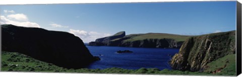 Framed High angle view of an inlet, Shetland Islands, Scotland Print