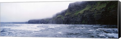 Framed Rock formations at the waterfront, Cliffs Of Moher, The Burren, County Clare, Republic Of Ireland Print