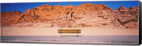 Framed Bench in front of rocks, Red Rock Canyon State Park, Nevada, USA Print