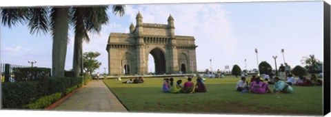 Framed Tourist in front of a monument, Gateway Of India, Mumbai, Maharashtra, India Print