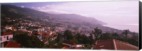 Framed High angle view of a town, Fortela de Pico, The Pico Forte, Funchal, Madeira, Portugal Print