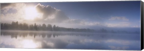 Framed Panoramic view of a river at dawn, Vuoski River, Imatra, Finland Print