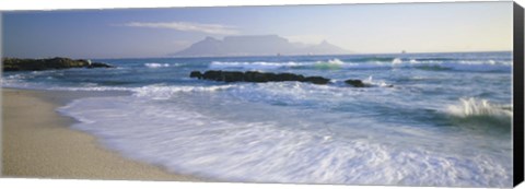 Framed Tide on the beach, Table Mountain, South Africa Print