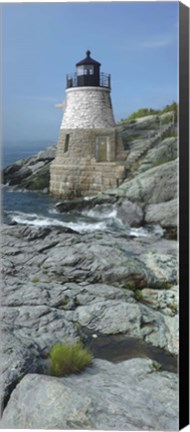 Framed Lighthouse along the sea, Castle Hill Lighthouse, Narraganset Bay, Newport, Rhode Island (vertical) Print