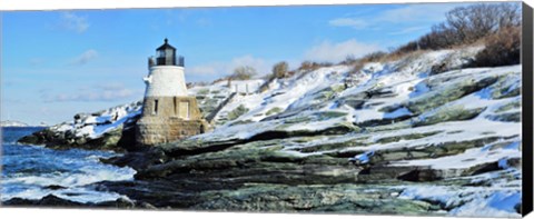 Framed Lighthouse along the sea, Castle Hill Lighthouse, Narraganset Bay, Newport, Rhode Island (horizontal) Print