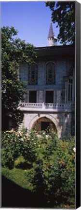 Framed Formal garden in front of a building, Baghdad Pavilion, Topkapi Palace, Istanbul, Turkey Print