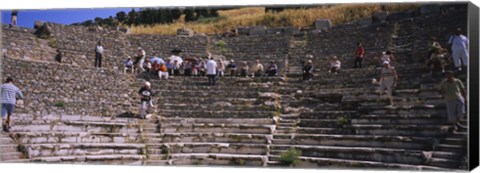 Framed Tourists at old ruins of an amphitheater, Odeon, Ephesus, Turkey Print