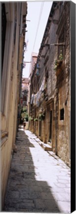 Framed Buildings along an alley in old city, Dubrovnik, Croatia Print