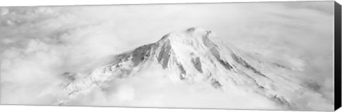 Framed Aerial view of a snowcapped mountain, Mt Rainier, Mt Rainier National Park, Washington State, USA Print