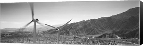 Framed Wind turbines on a landscape Print