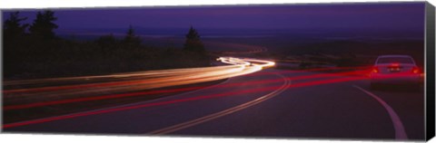 Framed Cars moving on the road, Mount Desert Island, Acadia National Park, Maine, USA Print