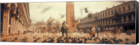 Framed Flock of pigeons flying, St. Mark&#39;s Square, Venice, Italy Print