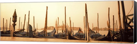 Framed Gondolas moored at a harbor, San Marco Giardinetti, Venice, Italy Print