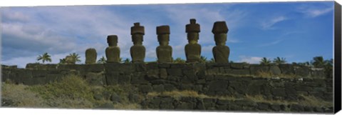 Framed Moai statues in a row, Rano Raraku, Easter Island, Chile Print