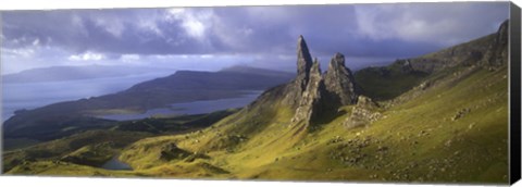 Framed Rock formations on hill, Old Man of Storr, Isle of Skye, Scotland Print