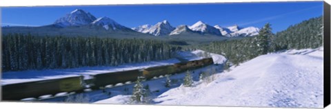 Framed Train Traveling through Banff National Park Print