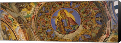 Framed Fresco on the ceiling of a monastery, Rila Monastery, Bulgaria Print