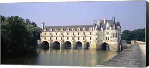 Framed Reflection of a castle in water, Chateau de Chenonceaux, Chenonceaux, Cher River, Loire Valley, France Print