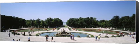 Framed Tourists around a fountain, Versailles, France Print