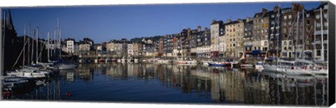 Framed Boats docked at a harbor, Honfleur, Normandy, France Print