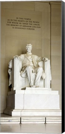 Framed Abraham Lincoln&#39;s Statue in a memorial, Lincoln Memorial, Washington DC, USA Print