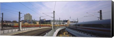 Framed Trains on railroad tracks, Central Station, Berlin, Germany Print