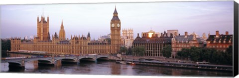 Framed Arch bridge across a river, Westminster Bridge, Big Ben, Houses Of Parliament, Westminster, London, England Print