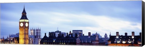 Framed Buildings in a city, Big Ben, Houses Of Parliament, Westminster, London, England Print