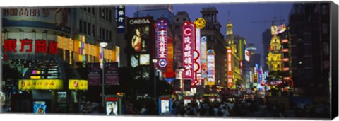 Framed Group of people walking on the road, Nanjing Road, Shanghai, China Print