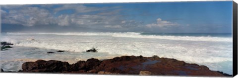 Framed Rock formations on the beach, Hookipa Beach, Maui, Hawaii, USA Print