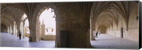 Framed Tourists at a monastery, Mosteiro dos Jeronimos, Belem, Lisbon, Portugal Print