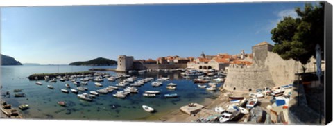 Framed Boats in the sea, Old City, Dubrovnik, Croatia Print